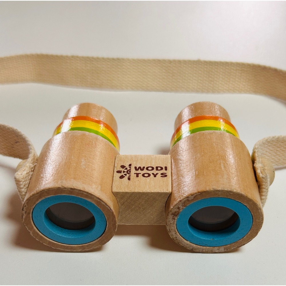 Wodi Toys Binoculars Wood OS Natural Rainbow Excellent Montessori Adventure